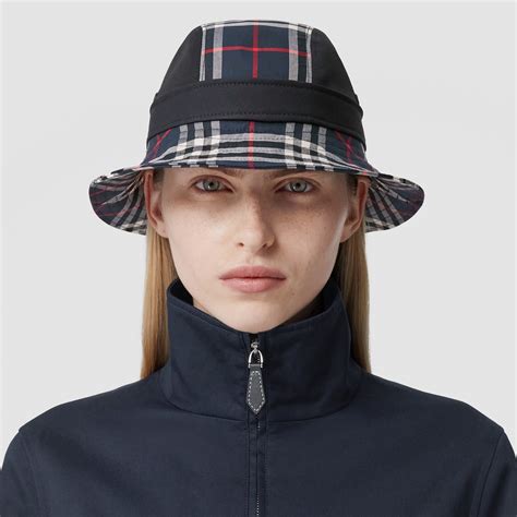 vintage check cotton bucket hat burberry